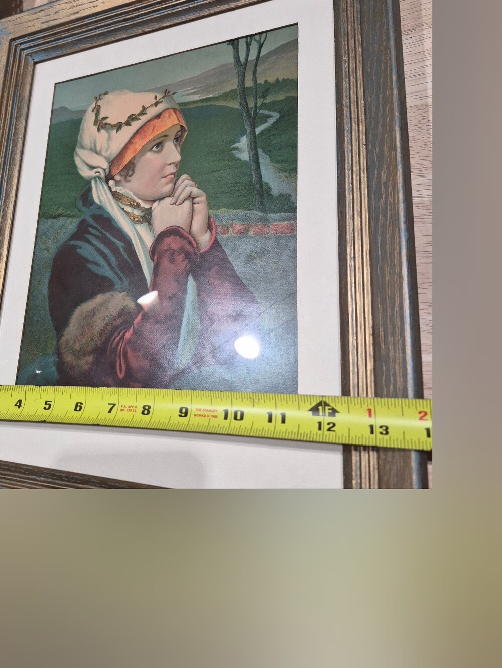 Antique Chromolithograph print titled "In Quiet Prayer" 14x17 - Picture 3 of 5
